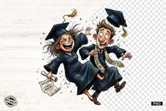 Graduation Girl and Boy PNG - Graduation Clipart Product Image 1