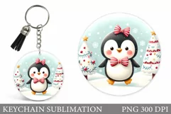 Christmas Penguin Keychain. Christmas Keychain Design Product Image 2