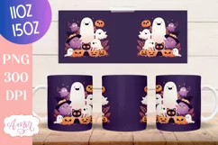 Cute ghost mug wrap PNG for sublimation, Halloween mug wrap Product Image 3