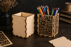 Geometric Pen Holder Laser Cut SVG Product Image 1