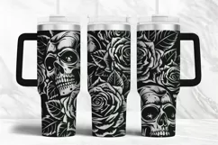 40oz Tumbler laser svg wrap| Halloween Vintage Skulls Roses Product Image 1