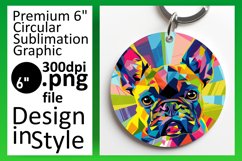 Lively Colorful Dog Round Design Keychain Sublimation Product Image 1