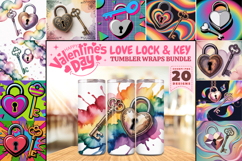 Valentine’s Day Love Lock &amp; Key Tumbler Wrap PNG Big Bundle Product Image 1