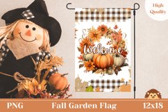 Welcome Garden Flag Sublimation Design, Fall Wreath Design Product Image 1