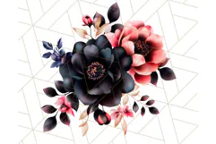 Gothic Floral PNG, Dark Aesthetic Flowers Clipart Print Product Image 3