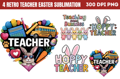 Retro Teacher Easter Sublimation Bundle PNG Product Image 4
