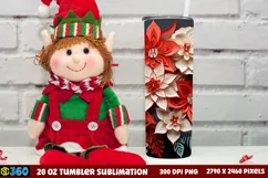 Christmas 20 OZ Tumbler Wrap PNG, Christmas Tumbler Wrap Product Image 2