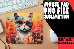 Cute Floral Kitty Mouse Pad for Print PNG Product Image 1
