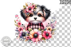 Dog With Flowers Sublimation - Clipart PNG Design Product Image 1