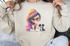 Colorful Girl Dog Clipart PNG Product Image 1