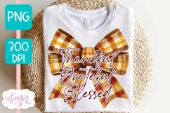 Thanksgiving shirt sublimation PNG | Thankful coquette bow Product Image 3