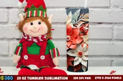 Christmas 20 OZ Tumbler Wrap PNG, Christmas Tumbler Wrap Product Image 2