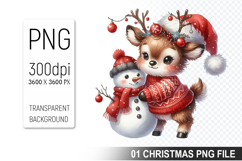 Watercolor Cute Christmas Reindeer Clipart PNG Bundle Product Image 16