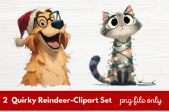 2 Quirky Reindeer Clipart Set | Fun Holiday Reindeer PNG Product Image 1
