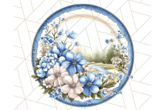 Blue Cottagecore Kitchen Clipart, Vintage Country Floral Png Product Image 3