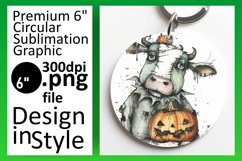 Watercolor Spooky Cow Round Design Product Image 1