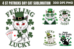 St Patricks Day Cat Sublimation Bundle PNG Product Image 4