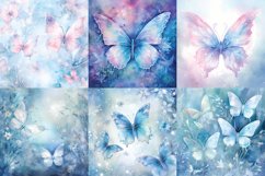 Watercolor pastel winter butterfly printable digital papers Product Image 6