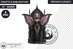 Pastel Goth Fairy Clipart, Black Pink PNG fantasy clipart Product Image 1