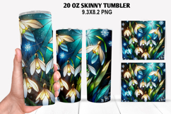 Florals Skinny Tumbler 20oz Wrap Design, Winter Tumbler PNG Product Image 1