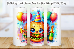 Birthday Food Character Tumbler Wrap PNG 20 oz Product Image 1