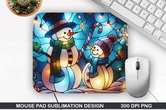 Snowman Mouse Pad Sublimation, Christmas Mouse Pad PNG Product Image 1