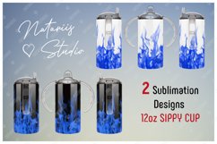 2 Blue Fire Sublimation Patterns - 12 oz Sippy Cup. Product Image 1