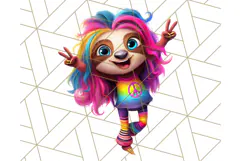 Funky Safari Animals PNG Clipart With Rainbow Hair, Cute Png Product Image 3