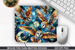 Halloween Owls Mouse Pad Sublimation,Halloween Mouse Pad PNG Product Image 1
