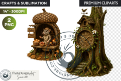 Fantasy clipart Magical Forest Village PNG for scrapbooking Product Image 1
