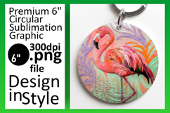 Elegant Circle PNG Keychain Design , Flamingo Product Image 1