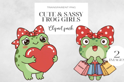 Cute Sassy Frog Girls PNG Clipart, Sublimation PNG. Product Image 1