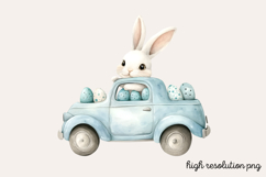 Cute Aqua Easter Watercolor Clipart PNG Product Image 1