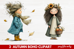 Autumn Boho Clipart | Fall Bohemian Aesthetic PNG Illustrati Product Image 1
