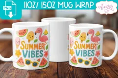 Summer vibes mug wrap PNG sublimation, Cute summer mug png Product Image 2