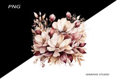 Watercolor Magnolia Clipart, Wedding Flowers Clipart Product Image 1