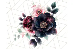 Gothic Floral PNG, Dark Aesthetic Flowers Clipart Print Product Image 3