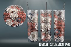 3D Flowers Tumbler wrap| Tumbler Sublimation Design Product Image 2