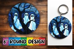 Festive Stained Glass Halloween Keychain Sublimation Product Image 1