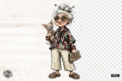 Fashionable Summer Grandma PNG - Summer Clipart Product Image 1