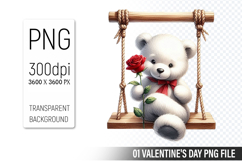 Valentine&#039;s Cute Bear Clipart PNG, Bear Graphic For Crafts Product Image 1