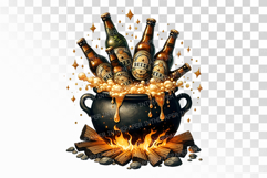 Retro Beer Cauldron Party Halloween PNG Product Image 1