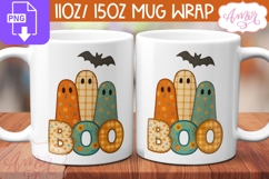 Boo mug wrap sublimation, Fall ghosts mug template Product Image 1