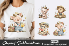 Cute Piglet Farm Clipart PNG Product Image 1