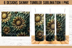 Tooled Leather Sunflower DarkGreen Tumbler Sublimation Desi Product Image 2