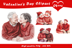 Valentine Day Elderly Couple Clipart PNG Product Image 1