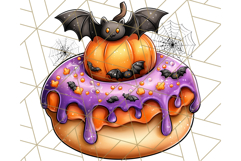 Halloween Donut Clipart PNG, Cute Spooky Doughnut Art Product Image 3