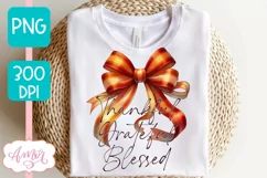 Thanksgiving shirt sublimation PNG | Thankful coquette bow Product Image 2