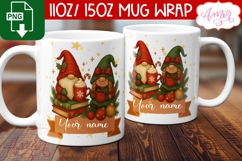Cute Christmas mug wrap PNG, Christmas gnome mug template Product Image 3