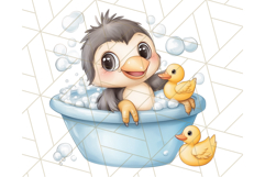 Safari Animal Babies in Bubble Baths, Cute Jungle Animal PNG Product Image 3